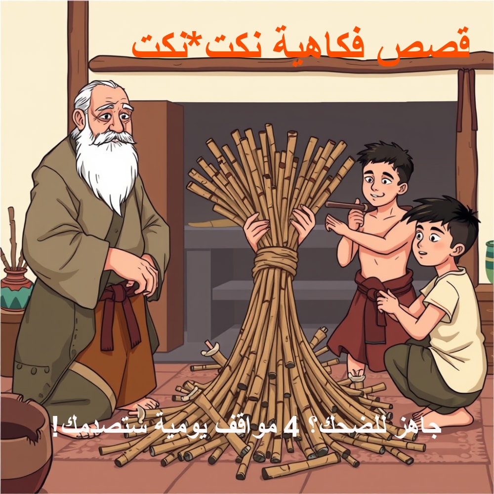 صورة توضيحية لحكيم يعطي درساً لأبنائه بطريقة كوميدية