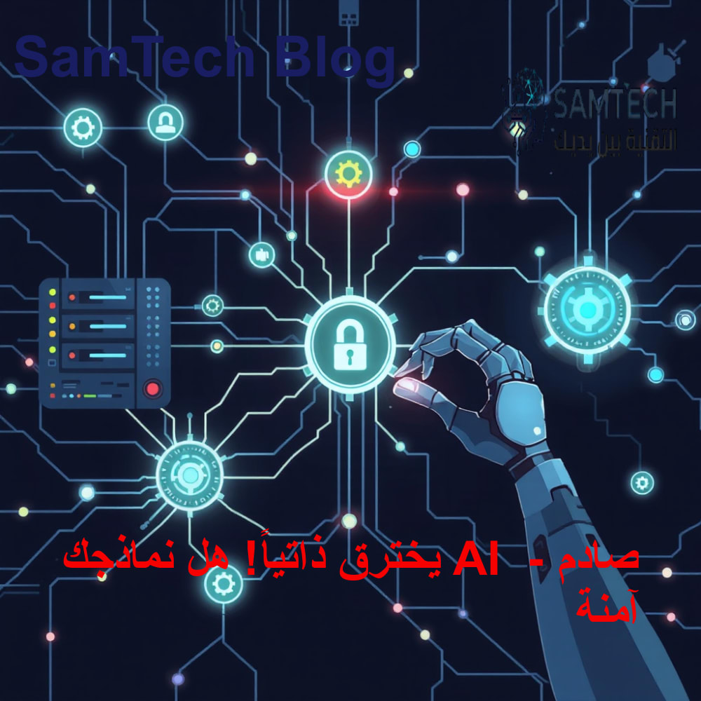مفهوم تقني توضيحي لتحديات الأمن السيبراني مع الذكاء الاصطناعي