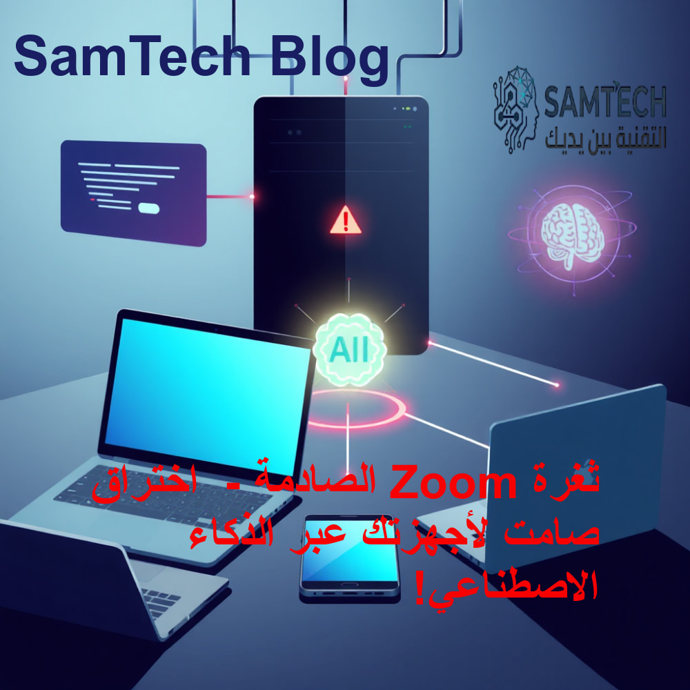 مفهوم تقني توضيحي لأجهزة رقمية مؤمنة بواسطة الذكاء الاصطناعي