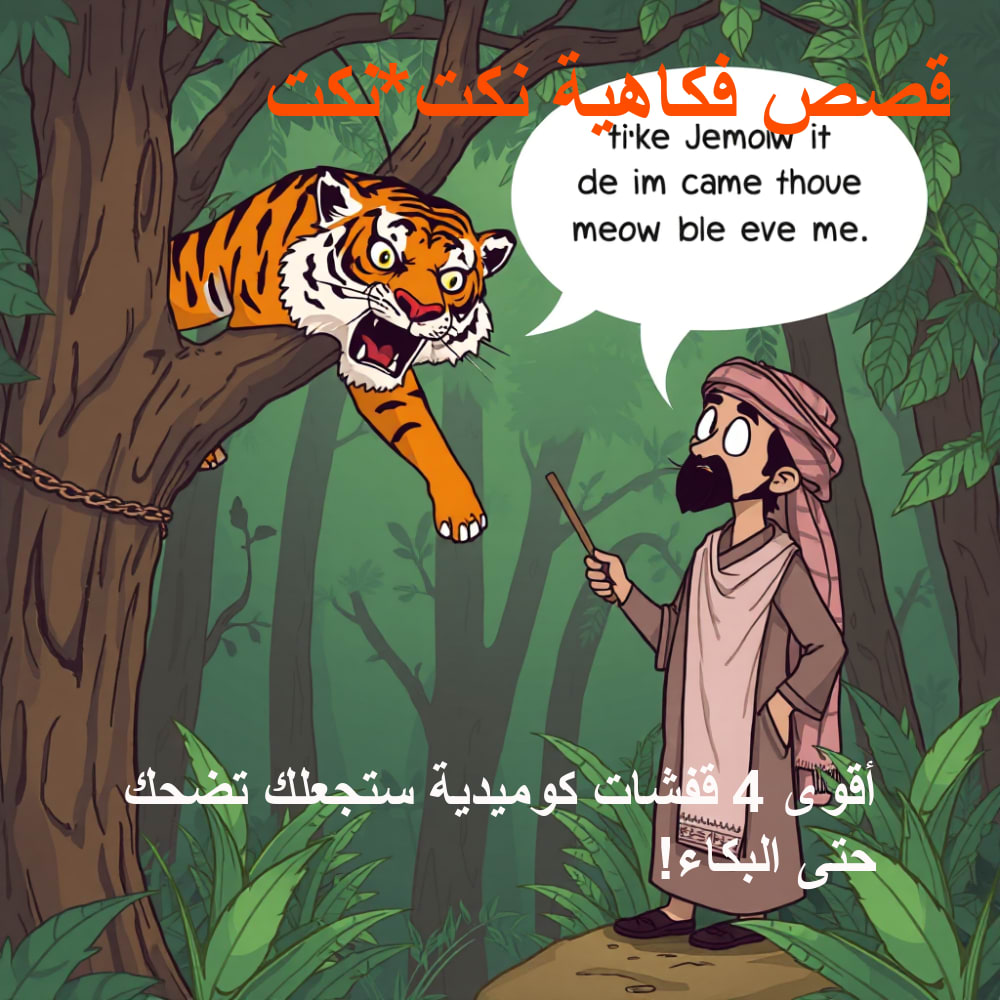 رجل يواجه نمر في الغابة بطريقة كوميدية مضحكة